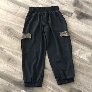 Black elastic top pants